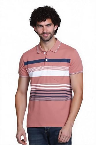 Image of SANE ORIGINALS T-Shirt for Men with Pocket || Textured Striped Polo for Men