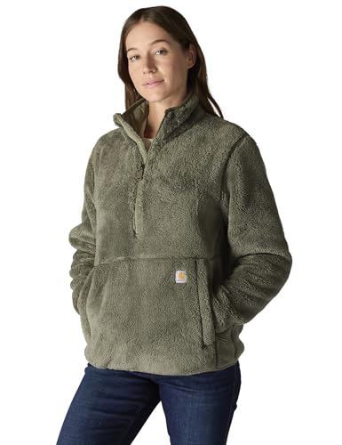 Carhartt Women's Loose Fit Fleece Pullover, Dusty Olive, Large