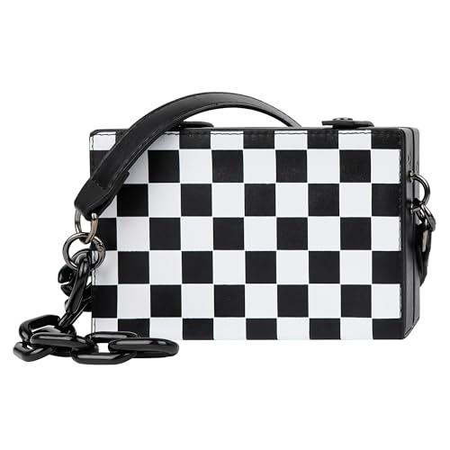 Crossbody Bag Unisex, Black and White Leather Shoulder Bag, Minimalist Punk Handbag