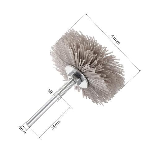 1Pcs Escova de roda de nylon abrasiva com haste de 1/4 de polegada para polimento, moedor, carpintar