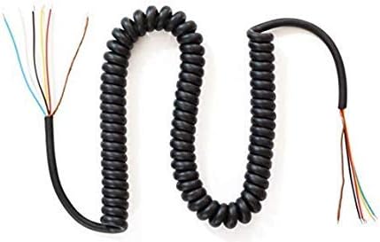 MC-100 Replacement Coiled Microphone Cord - 6 Conductor - 10 Foot Cable - CB/Ham/Two-Way Microphones