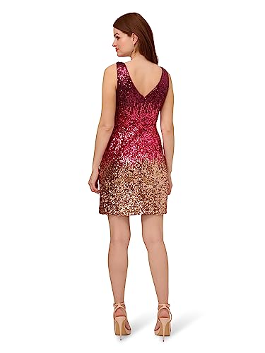 Image of Adrianna Papell Strecth Sequin Bateau Neck Sheath Dress