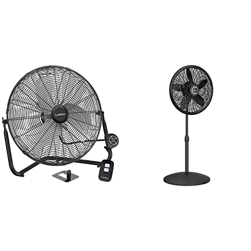 Lasko Metal Commercial Grade Electric Plug-In High Velocity Floor Fan, Black H20660 & Elegance & Performance Pedestal Fan, 18 Inch, Black 1827 #TOP10