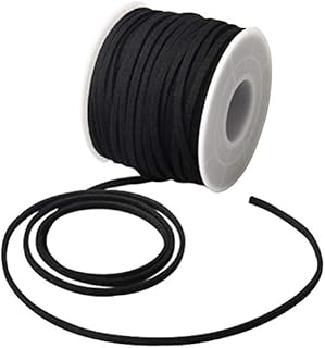 Jinkesi 25 Yards Suede Cord, Leather Cord Suede String for Making Bracelet Necklace Beading Jewelry DIY Handmade Crafts (Black)