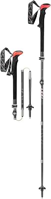 Leki Micro Vario Carbon trekking pole pair in Black/Red