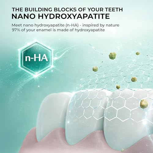 Image of MasterMedi Mint Nano Hydroxyapatite Toothpaste with Xylitol - Fluoride & SLS Free, Remineralizing Formula for Whitening, Sensitive Teeth, Enamel Repair & Strength, Magic Mint, 4 oz (Pack of 3)