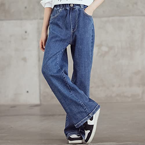 birbyrrly Girls Wide Leg Jeans Kids Baggy Elastic Waist Casual Denim Pants with Pockets4