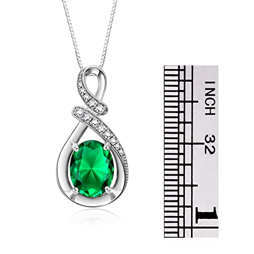 RYLOS Sterling Silver Birthstone Necklace with Diamond Accent, 9x7MM Gemstone Pendant on 18" Classic Chain, Elegant Women’s Fine Jewelry Gift for Birthdays, Anniversaries & Mother’s Day3