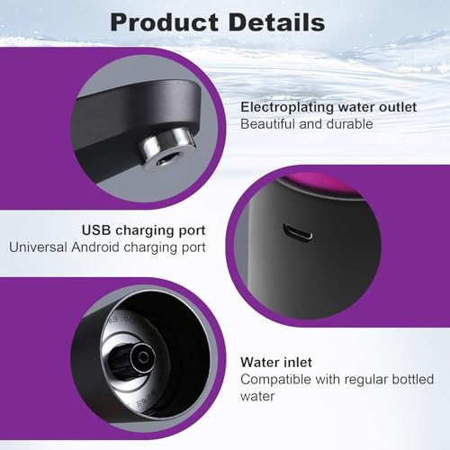 Wasserflaschen Pumpe, Elektrischer Wasserspender, USB-Lade Automatische Trinkwasserpumpe, 5 Gallonen Wasserflaschen Pumpe für Home Camping Office Küchen Schule mit Schläuchen,Ladekabel