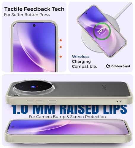 Image of Golden Sand TPU+PC Anti-Scratch Shockproof Sleek Hybrid Armor Back Cover Case Compatible with Vivo X300 5G | Translucent Anti-Yellow Military-Grade Drop Protection Cover (Mist Cream)