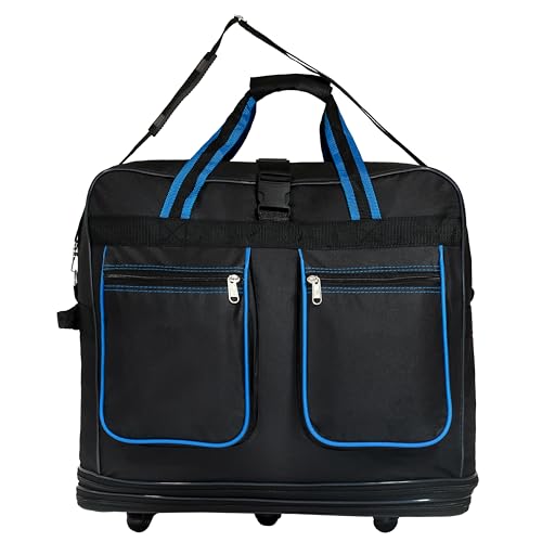 Generic (Pack of 2) 36"" Duffle Bag Expandable Rolling Lightweight Wheeled Spinner Suitcase Luggage for Travel and Storage, Blue with Trim, Wheelbag364