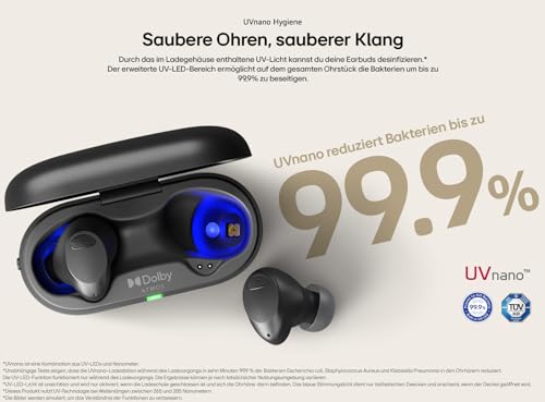 LG Tone Free T90S In-Ear Bluetooth Kopfh&ouml;rer mit Dolby Atmos-Sound, Meridian-Technologie, ANC (Active Noise Cancellation), UVnano & IPX4-Spritzwasserschutz - Wei&szlig;