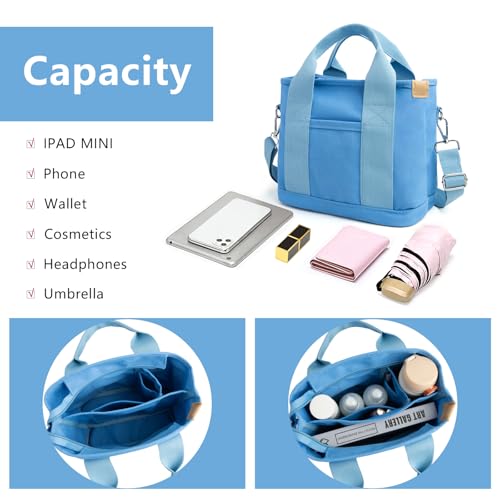 Image of IwIeIaIrI Small Tote Bag for Women,Canvas Mini Tote Bags with Zipper and Multi Pockets,Kids,Girls,Friends Gift 2026