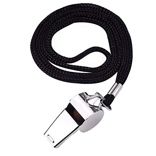 iJiGui Metal Referee Whistle, Stainless Steel Whistle, Sports Whistles Loud Sound Whistle with Lanyard, Ideal for Football Coaches and Officials