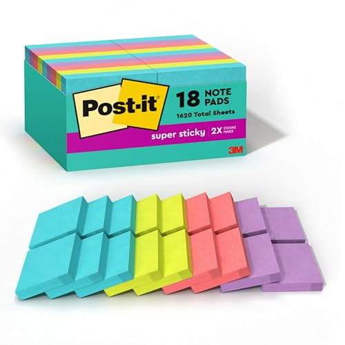 Notes super adhésives Post-it Supernova Neons pour une fixation forte sur toutes surfaces