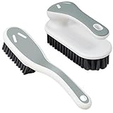 Soft Bristle Scrub Cleaning Brush Stain Remover Brush Fabric Cleaning Brush Laundry Brush Small Scrub Brush Cleaner Household Cleaning Brushes for Carpet, Clothes, Bathroom,Sneaker-2 Pack (Gray)