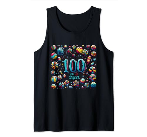 100 days of school lollipops for kid, girl, boy, Retro tees Camiseta sin Mangas