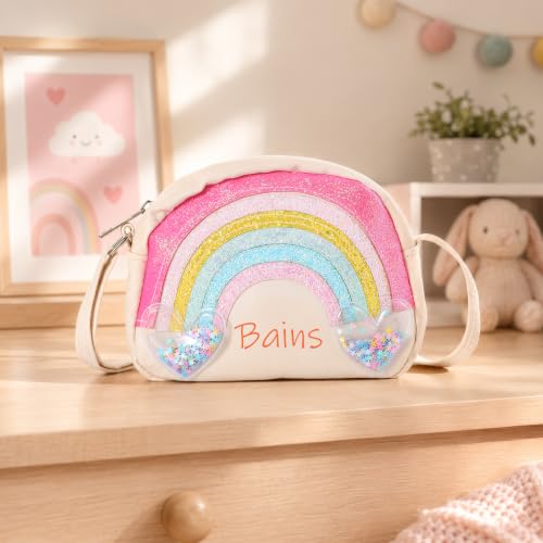 Image of Personalized Purse, Rainbow Glitter Custom Name Crossbody Bag