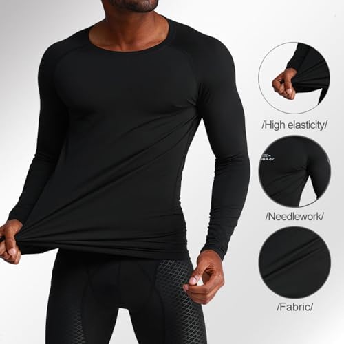 طقم ملابس داخلية حرارية للرجال من بي زد في توي مصنوع من الصوف الناعم للغاية باكمام طويلة مكون من بلوزة وسفلية، طقم مكون من طبقة اساسية مبطنة للطقس البارد