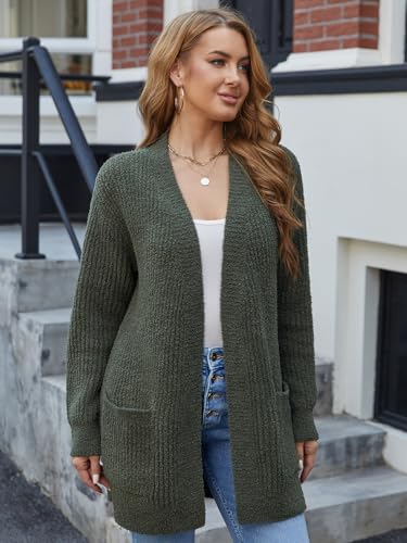 Image of Snuggle Sac Cardigan Sweaters for Women with Pocket Trendy Casual Long Sleeve Tops Open Front Fall Winter Coats