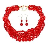 MeliMe CIOOU Womens Imitation Pearl Twisty Chunky Bib Necklace Chokers for Wedding Party