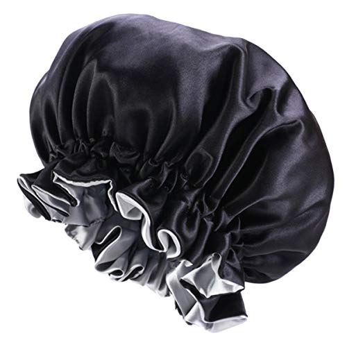 Women Satin Bonnet, Qinhum Dual-layer Soft Night Bonnet Reversible Sleeping Hat Head Cover Shower Caps with Elastic Cord for Women Girls