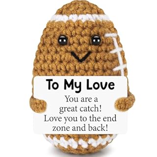 Birthday Gifts for Him Her Boyfriend Girlfriend, To My Love Christmas Handmade Emotional Crochet Football, Small Cute Anniversary Present for Him, Mini Romantic I Love You Gift for Husband Wife Couple