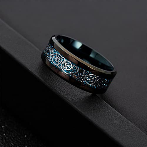 Image of HIJONES Unisex Carbide Fiber Celtic Dragon Spinner Ring Stainless Steel Wedding Spins Band