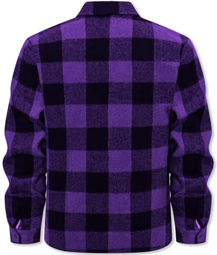 Image of Cromoncent Mens Boys Thick Flannel Shirt Long Sleeve Shirt Jacket Casual Button Down Multi Pockets Shacket