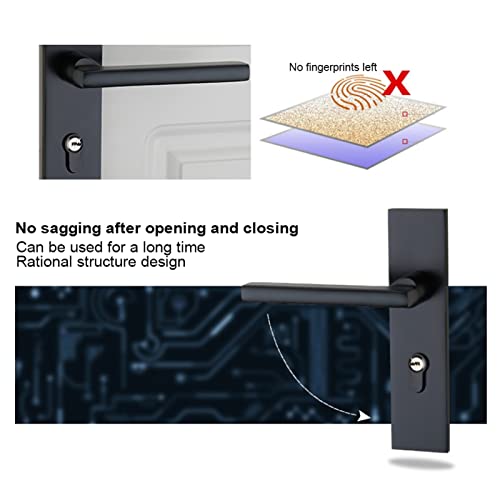 Poignées de porte noires avec serrure et clés pour sécurité de maison