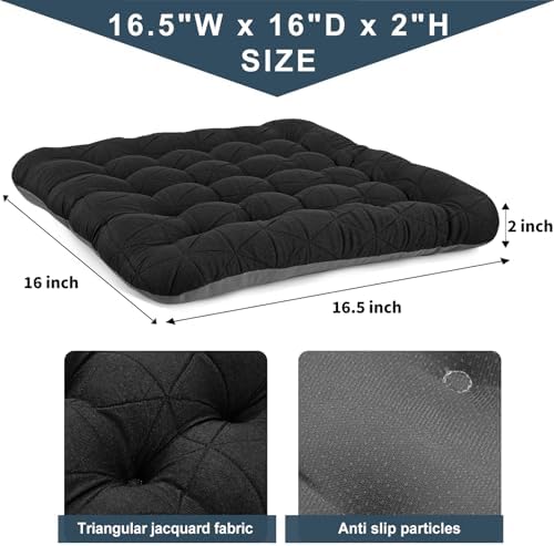BUYUE Good Support Office Chair Cushion, Luxury Jacquard with Anti-Skid Silicone Seat Cushion Padded for Computer Desk Kitchen Chair (1 Count, Black) - Thumbnail 4