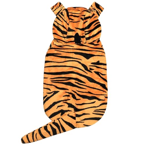 DELIFUR Dog Tiger Costume - Dog Funny Hooded Halloween Cosplay Funny Costume for Small Medium Dogs Pet Special Events Photo Props Accessories (Yellow Medium)