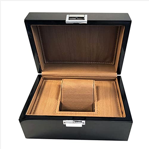QIFFIY Joyero Joyero Negro, PU Caja de Almacenamiento de la Caja de Reloj de Cuero, la pequeña Caja de Reloj para Viajar Puede usarse como un Regalo de 19.5 * 13.5 * 9,5 cm Caja de presentación Cover
