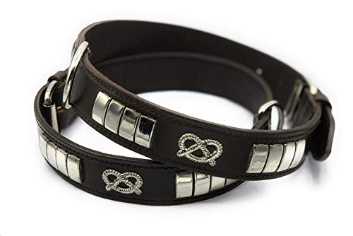 Astile Dog Gear Staffordshire Bullterrier Lederhalsband mit klassischem Staffy-Knoten und Nieten in Schwarz, Braun, Hellbraun (61 cm Gesamtlänge)