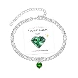 May Birthstone Bracelet-Meaningful Birthday Gifts for Women Adjustable Sterling Silver Heart Bracelet Dainty Personalized Jewelry Gift for Her Mom Sister Daughter Friends