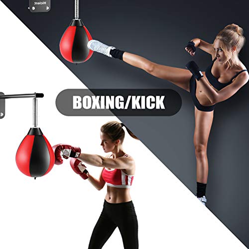 Hicient Boxing Speed Bag with Free Air Pump, Boxing Reflex Ball Wall Punching Bag for Training Boxing Sports (Red)