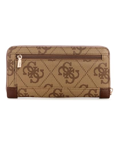 Image of Guess Latte Printed Zipper Karnilla Logo Large Zip Around Wallet
