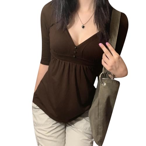 Image of Fairy Grunge Y2k Shirts Vintage Crop Tops Short Sleeve Girls Slim Fit Tees