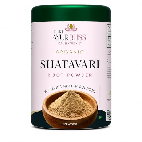 PureAyurbliss 100% Organic Shatavari Root Powder Hormonal Balance Menstrual Wellness Fertility Support and Daily Vitality for Women Traditional Ayurvedic Shatavari Powder - 8oz Tin Box