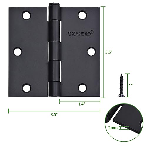 Omansko S07 24 Pack Black Door Hinges, 3.5 X 3.5 Inch Black Hinges For Interior Doors 3 1/2 Inch Door Hinges For Residential Doors, Square Corners Interior Door Hinges thumb #1