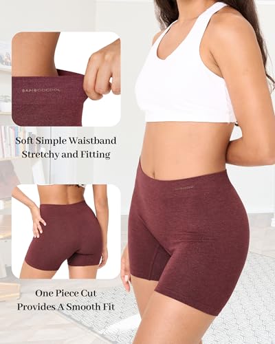 Image of BAMBOO COOL Womens BoyShorts Underwear Seamless Boxer Briefs Mid Rise Full Coverage Breathable Stretch Ladies Panties 5 Pack