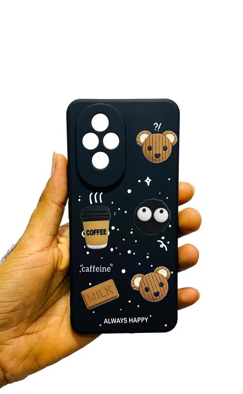 Image of Charvi Collection Ltd Back Case Cover Compatible for Honor 200 5G | Cute Fun Cartoon 3D Ball | Coffee Silicone Case | Camera Protection | Body Protection | Shock Proof | Color Black