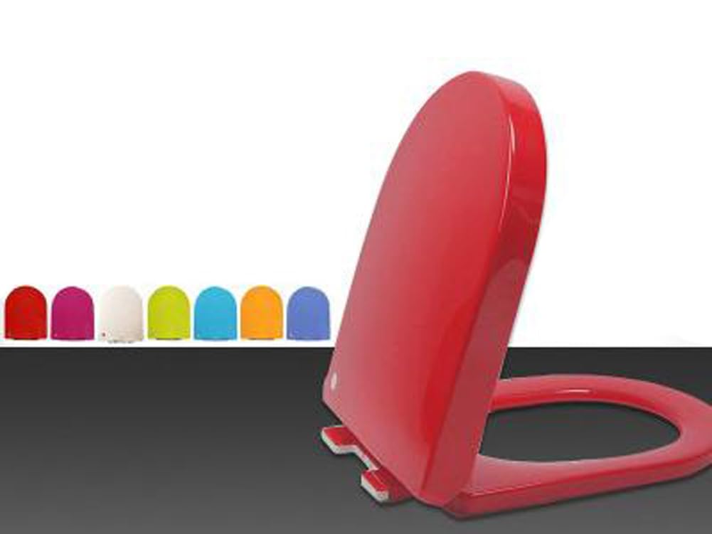 D Shape Toilet Seat Soft Close Loo Seat Cover with Quick Release,Heavy Duty PP Material Toilet Lid Standard Size Toilet Seat,Easy Cleaning (Red)