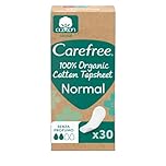 Carefree Salvaslip 100% Cotone Organico Normal, Salvaslip cotone traspirante, Salva slip donna per pelli sensibili, Proteggi slip quotidiani senza profumo e super assorbenti, 30 salvaslip