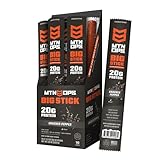 MTN OPS Big Stick High Protein Meat Sticks - 20g Protein, 10% Collagen - Cracked Pepper Flavor - Individually Wrapped Beef Snacks - 10 Count Carton
