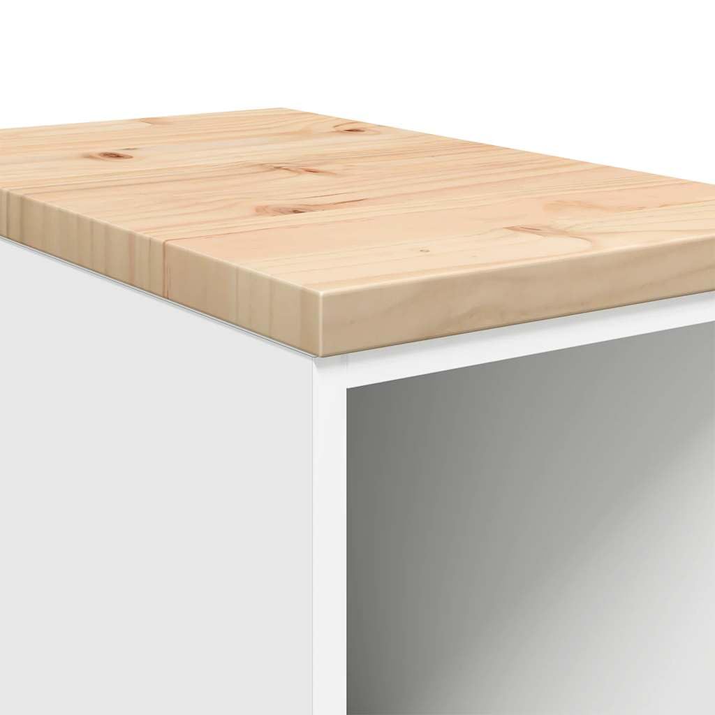 vidaXL Garagen-Aufbewahrungsschrank Weiß 30x51x85 cm Massivholz Kiefer, Schrank, Werkzeugschrank, Lagerschrank, Garagenschrank, Aufbewahrungsschrank