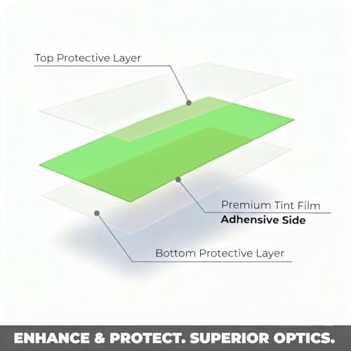 Image of KOMAS 12 inch X 48 inch Tint Vinyl Film Sticker Sheet Roll for Car Headlight, Tail Lights, Fog Lights with Squeegee + Cutter (Glossy Green)