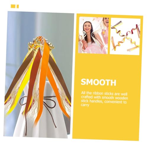 Veemoon 10pcs Decorative Ribbon Sticks Fairy Wands Lace Streamers and Bells, Mixed Colors, Handheld Wedding and Party Ribbon Fairy Sticks for Autumn Lawn and Ceremony Decor - Image 4