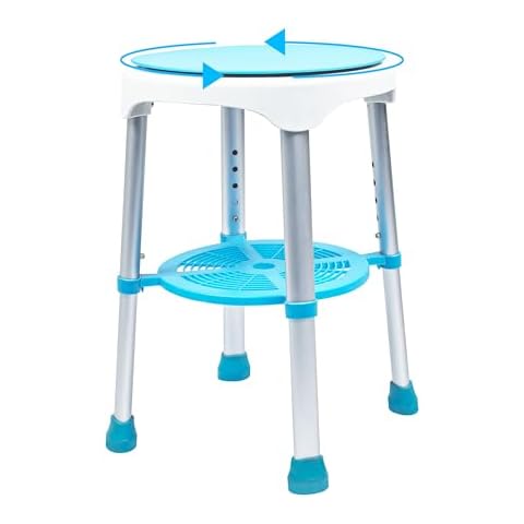 UNLICON-360° Rotating Shower Chair, Adjustable Swivel Shower Stool Tub Chair and Bathtub Seat Bench with Anti-Slip Rubber Tips and Storage for Safety and Stability Cover