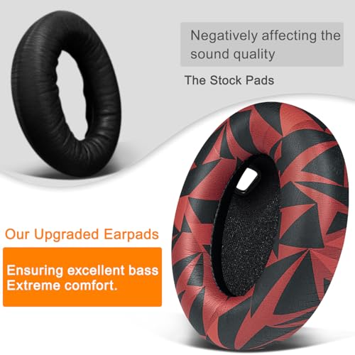 Image of SOULWIT Replacement Earpads for Sony WH-1000XM4 (WH1000XM4) Headphones, Ear Pads Cushions with Noise Isolation Foam, Added Thickness, Without Affecting Sensor - Red Storm